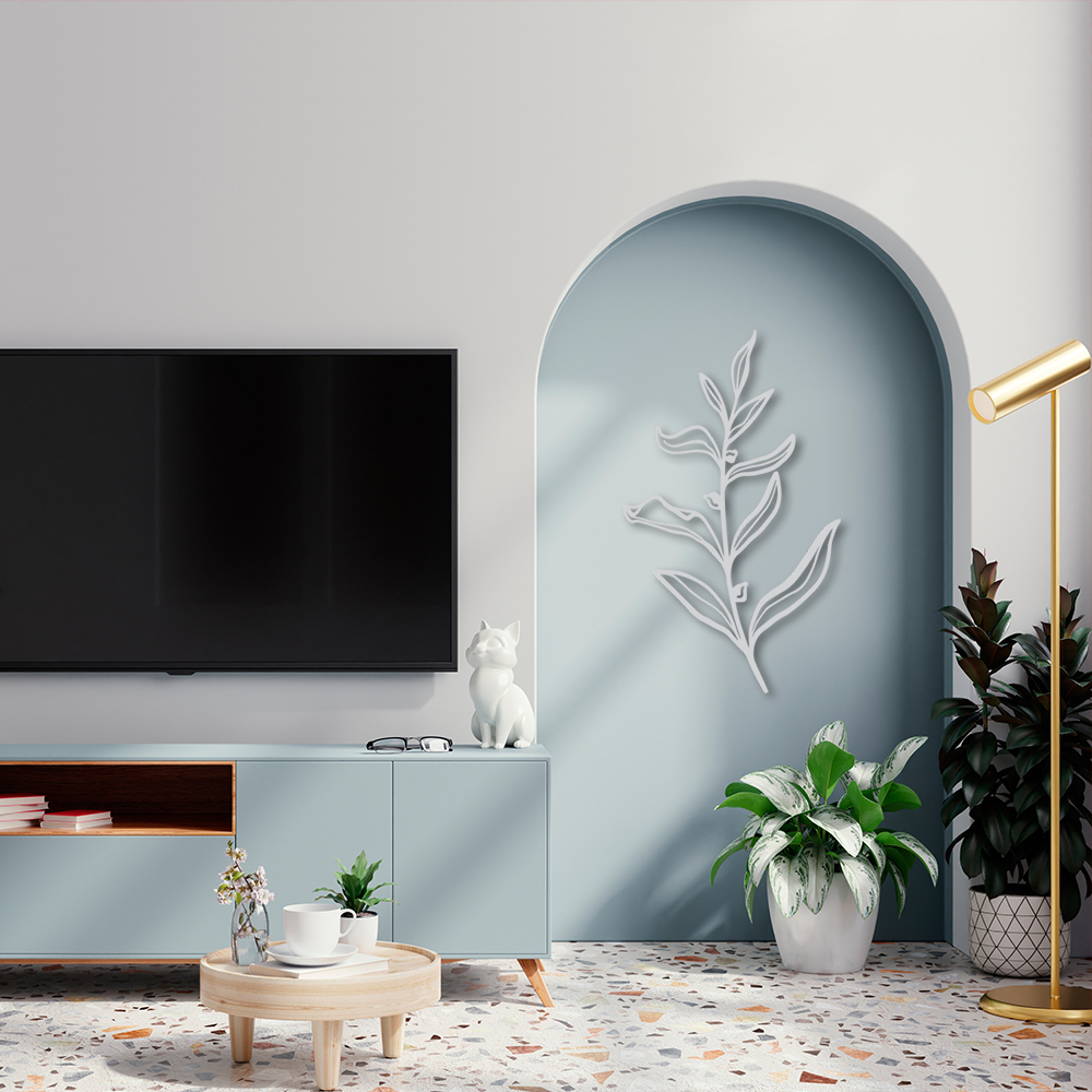 Quadro Escultura Ramo com Frutinhas 150x89 Cinza