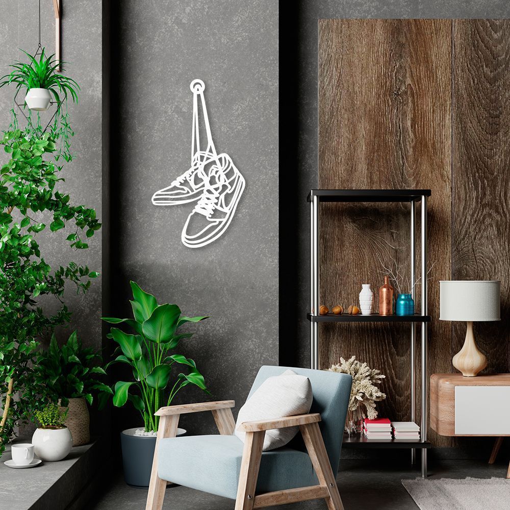Quadro Escultura Tênis de Basquete 120x66 Branco