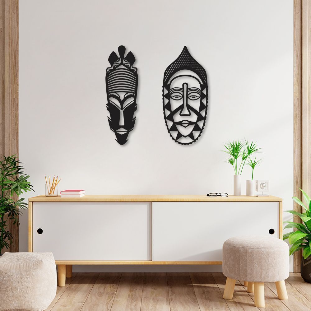 Quadro Escultura de 2 Carrancas 100x103 Preto