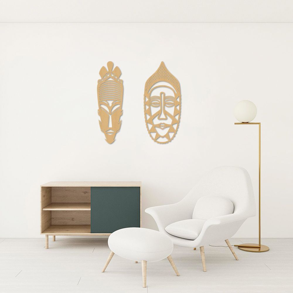 Quadro Escultura de 2 Carrancas 120x123 Areia