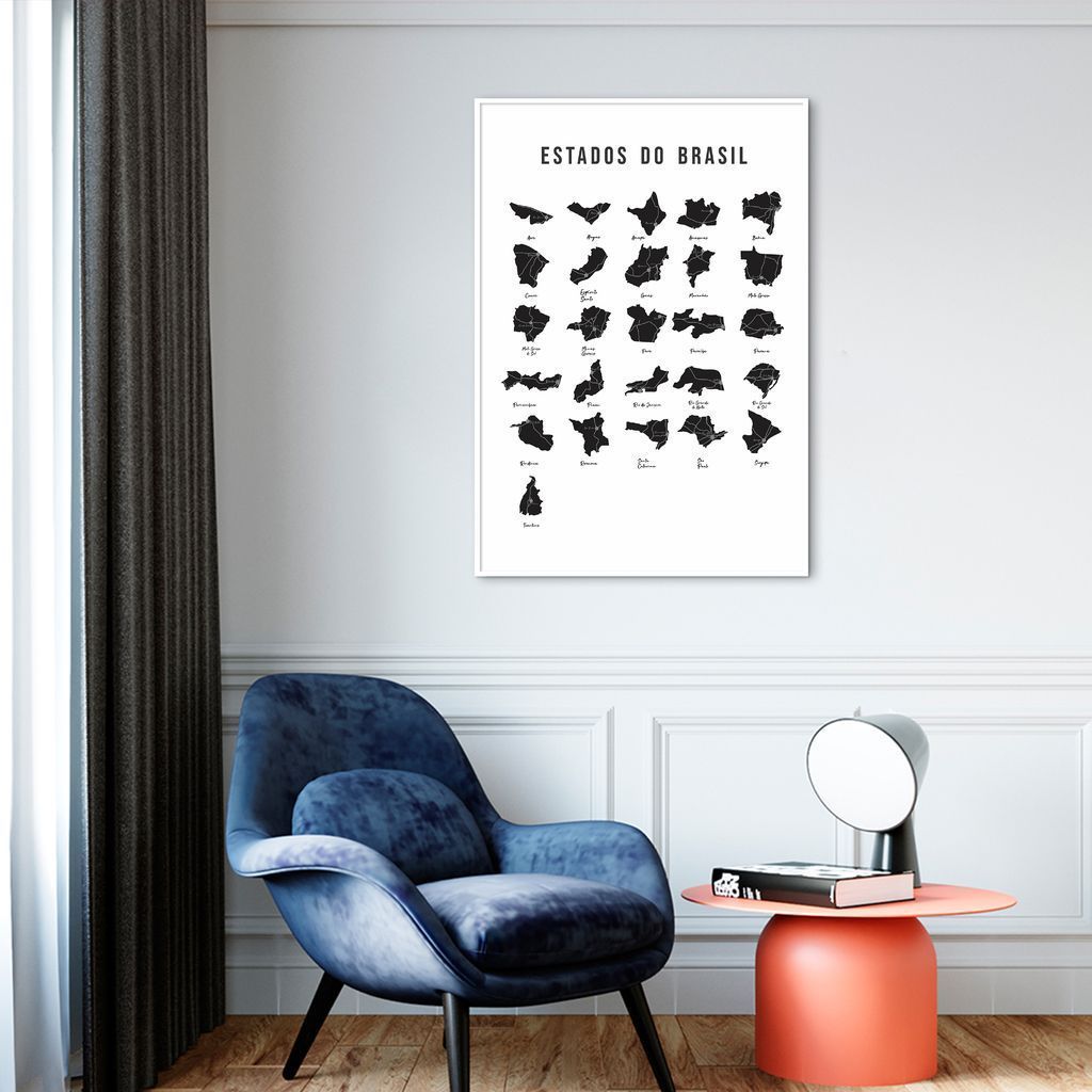 Quadro Estados do Brasil 43x30 Filete Branco