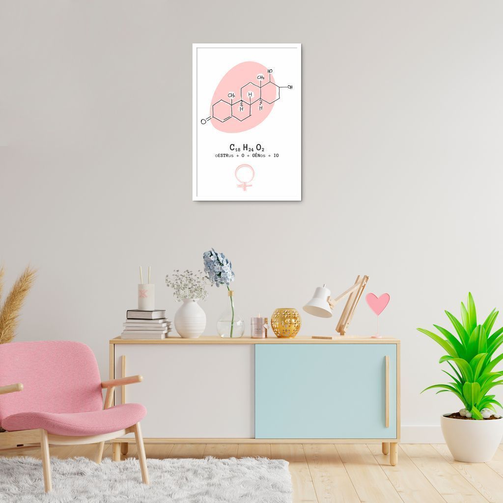 Quadro Fórmula Hormônio Estrogênio 86x60 Caixa Branco