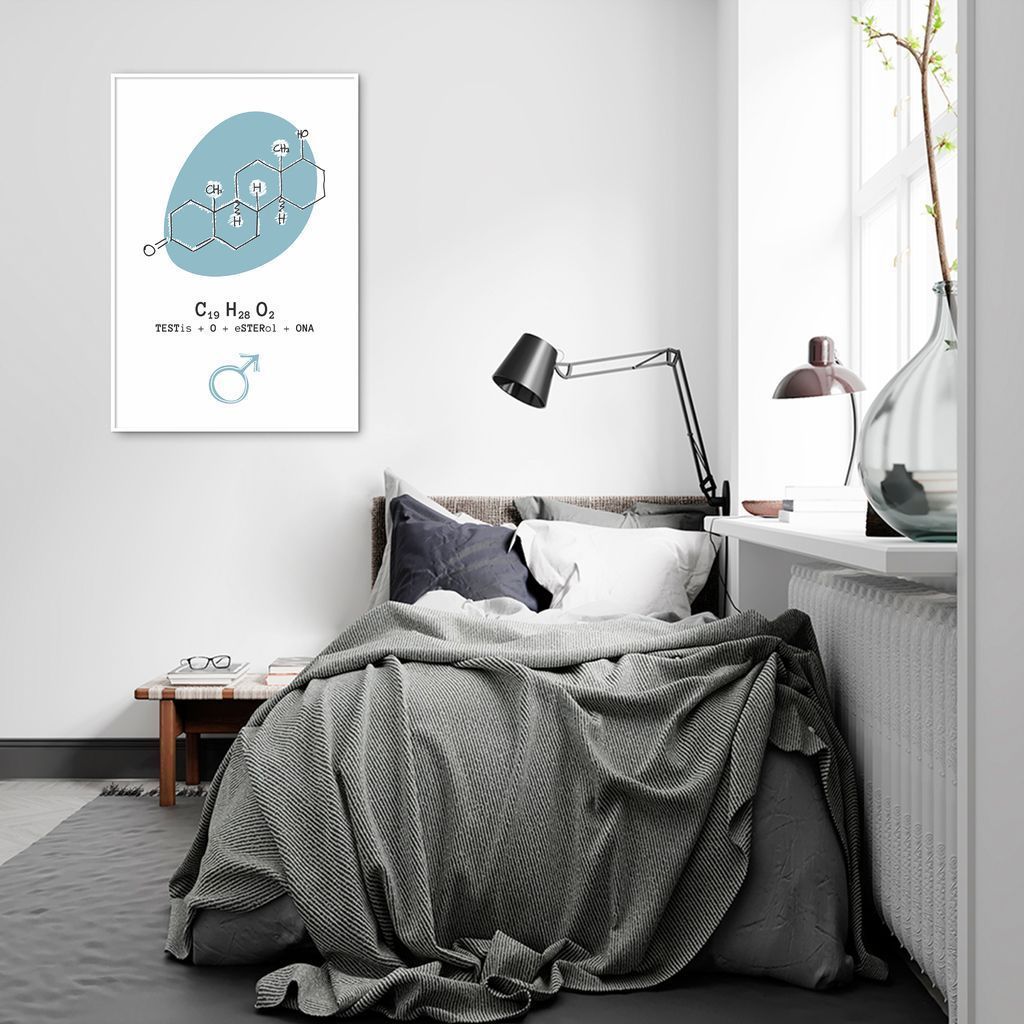 Quadro Fórmula Hormônio Testosterona 43x30 Filete Branco