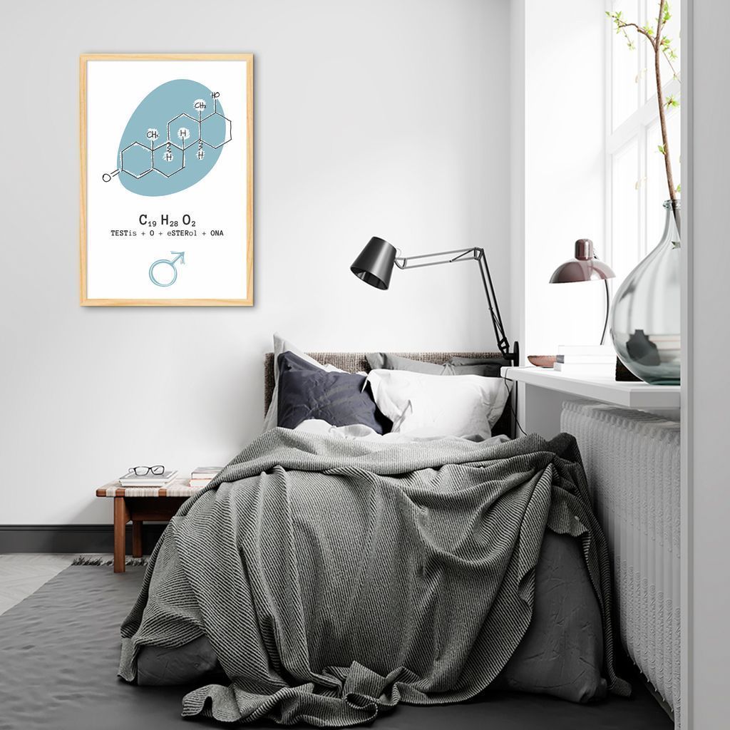 Quadro Fórmula Hormônio Testosterona 60x43 Caixa Marfim