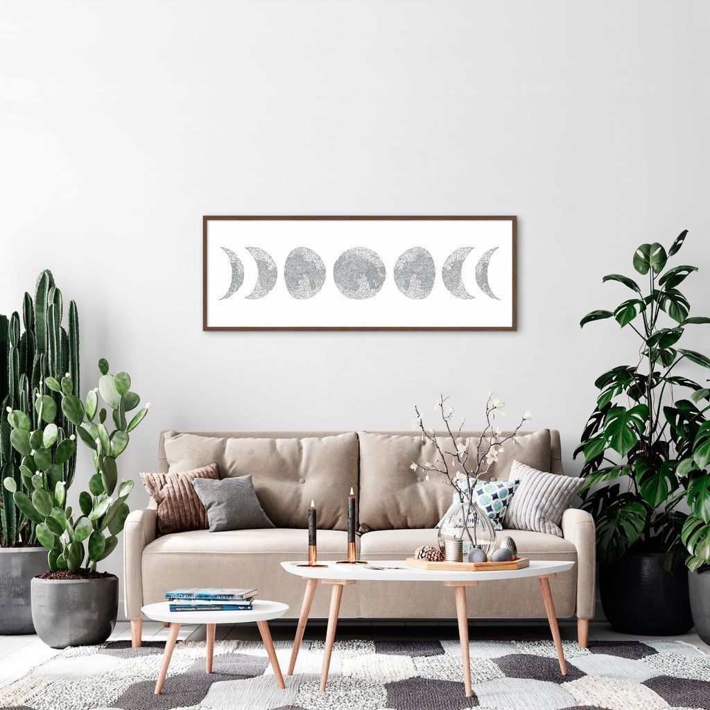 Quadro Fases da Lua Drawn Art 86x30 Caixa Marrom