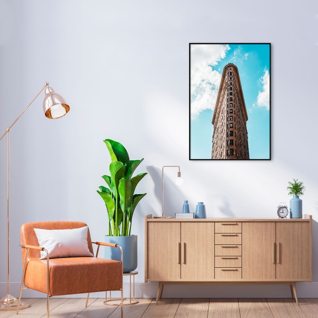 Quadro Flatiron Building New York 43x30 Filete Preto