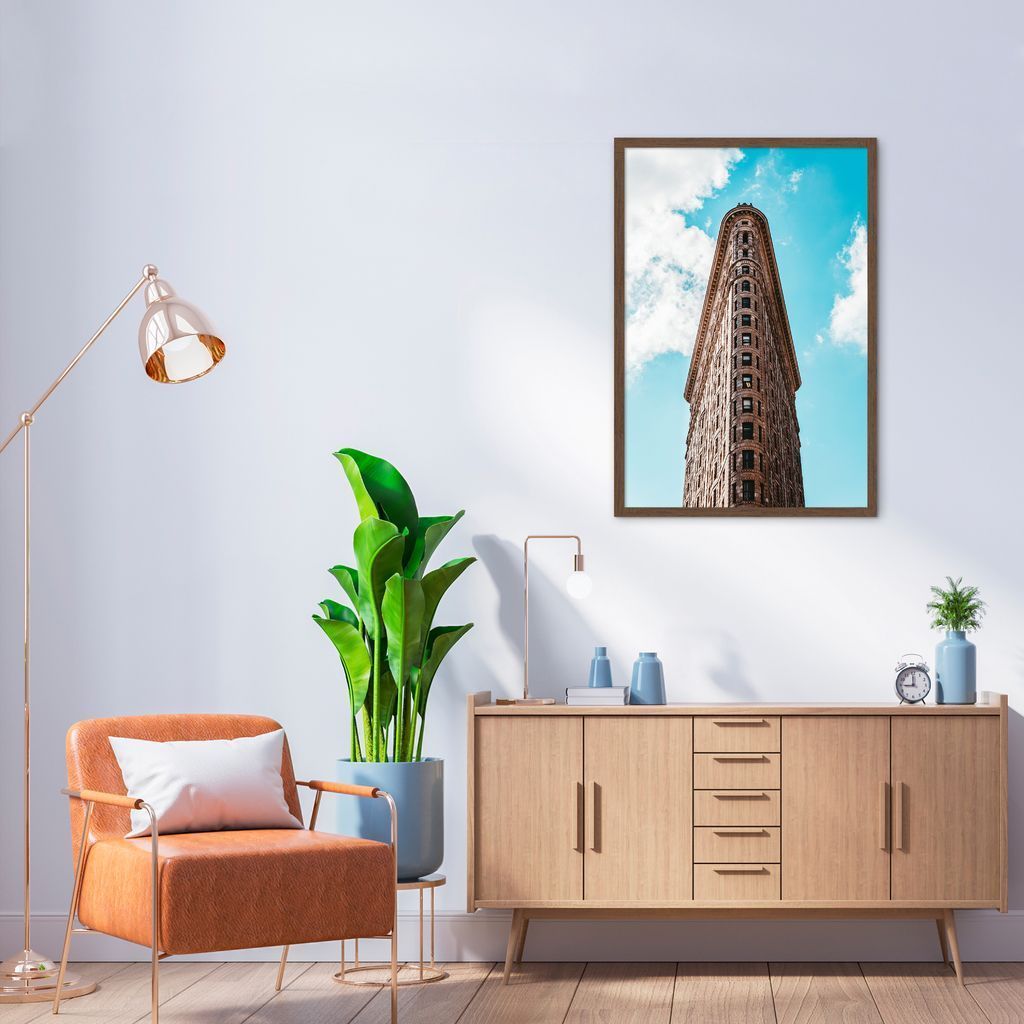 Quadro Flatiron Building New York 86x60 Caixa Marrom