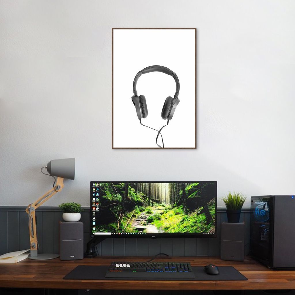 Quadro Fones de Ouvido 43x30 Filete Marrom