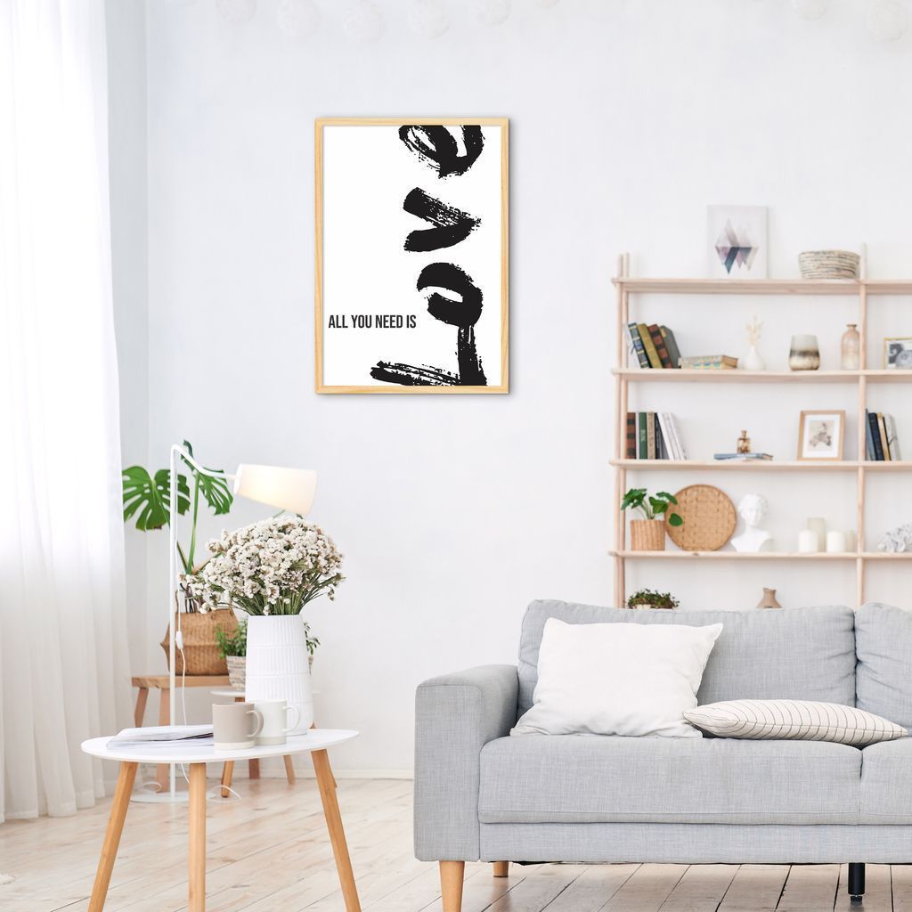Quadro Frase All You Need is Love 43x30 Caixa Marfim