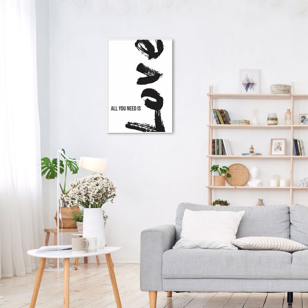 Quadro Frase All You Need is Love 60x43 Filete Branco