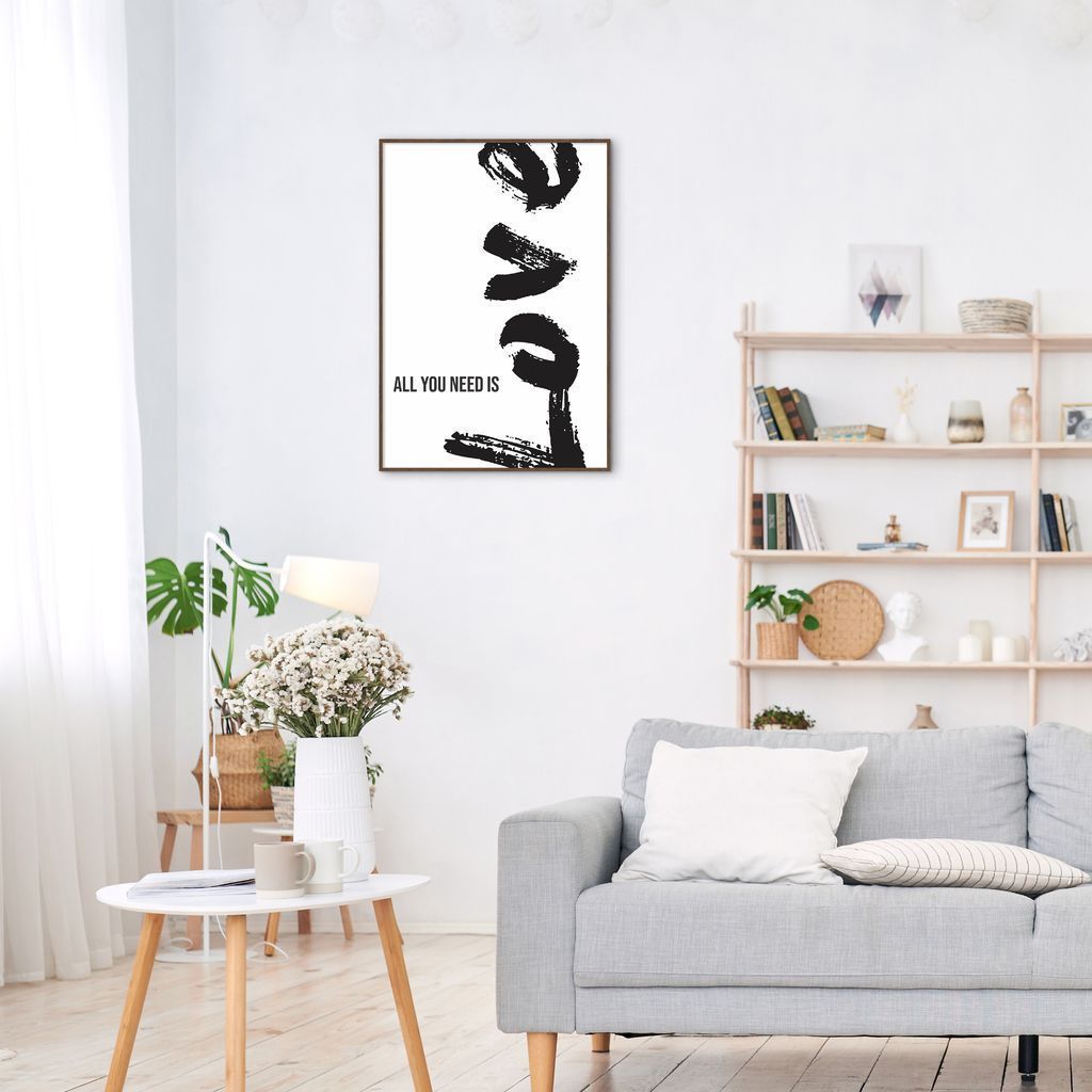 Quadro Frase All You Need is Love 86x60 Filete Marrom