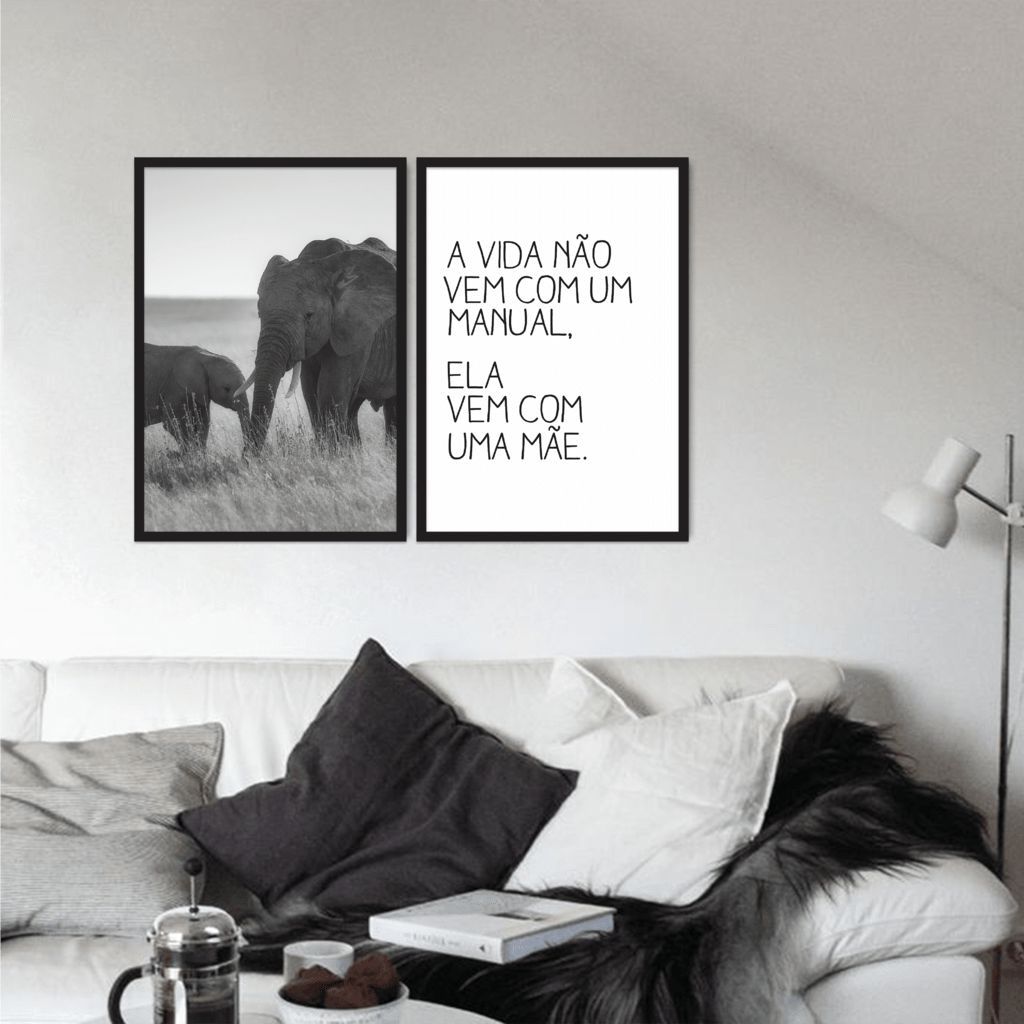 Quadro Frase Amor de Mãe 122x86 2-86x60 Caixa Preto