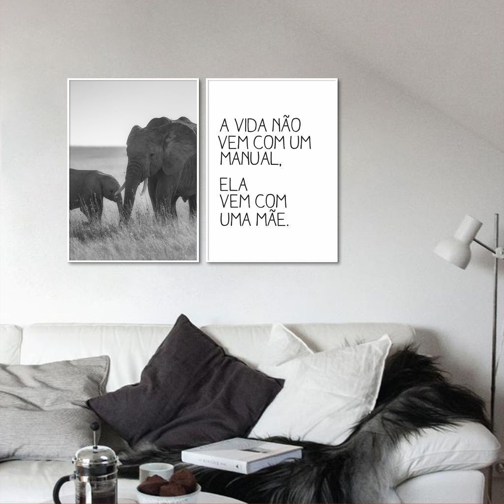 Quadro Frase Amor de Mãe 62x43 2-43x30 Filete Branco