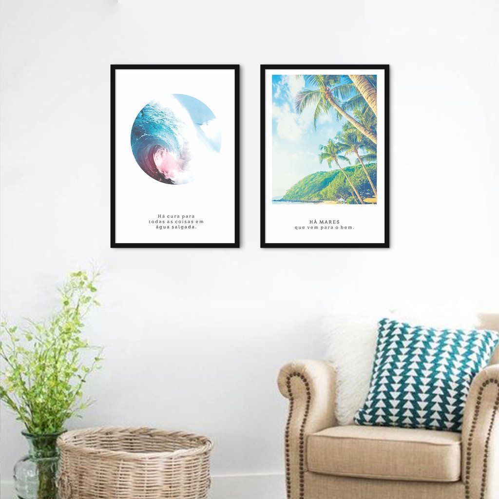 Quadro Frase Diver Mar e Praia 142x100 2-100x70 Caixa Preto