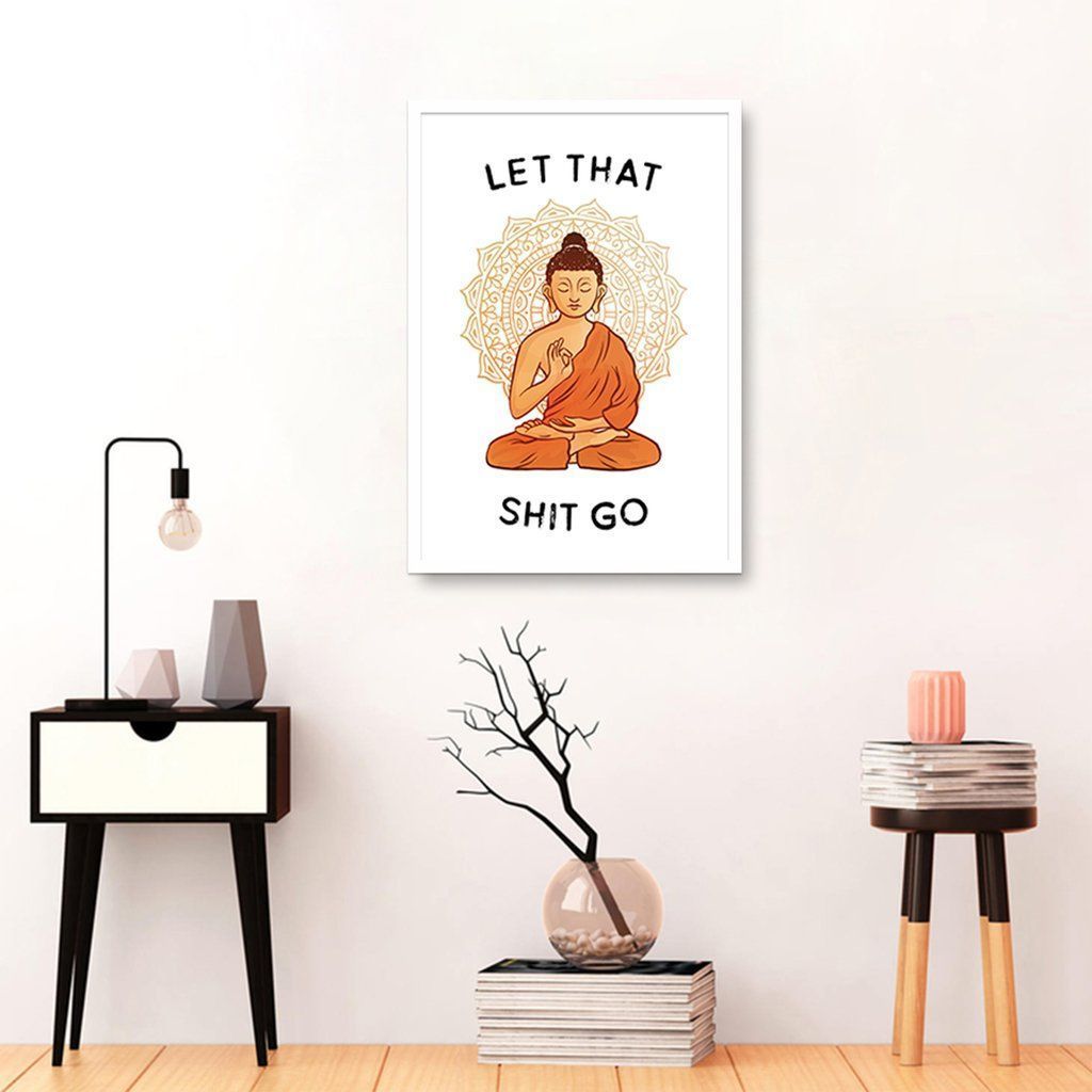 Quadro Frase Divertida Meditação 60x43 Caixa Branco