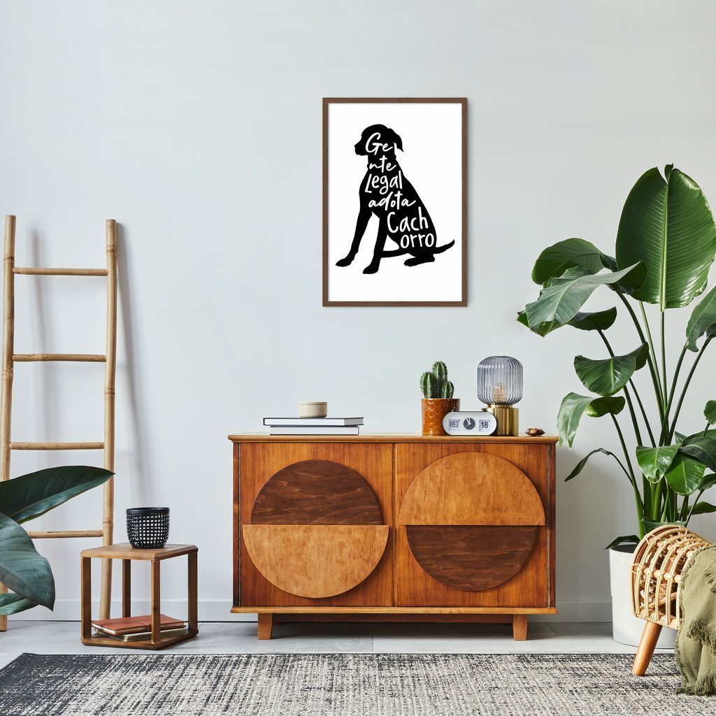 Quadro Frase Gente legal adota Cachorro 100x70 Caixa Marrom