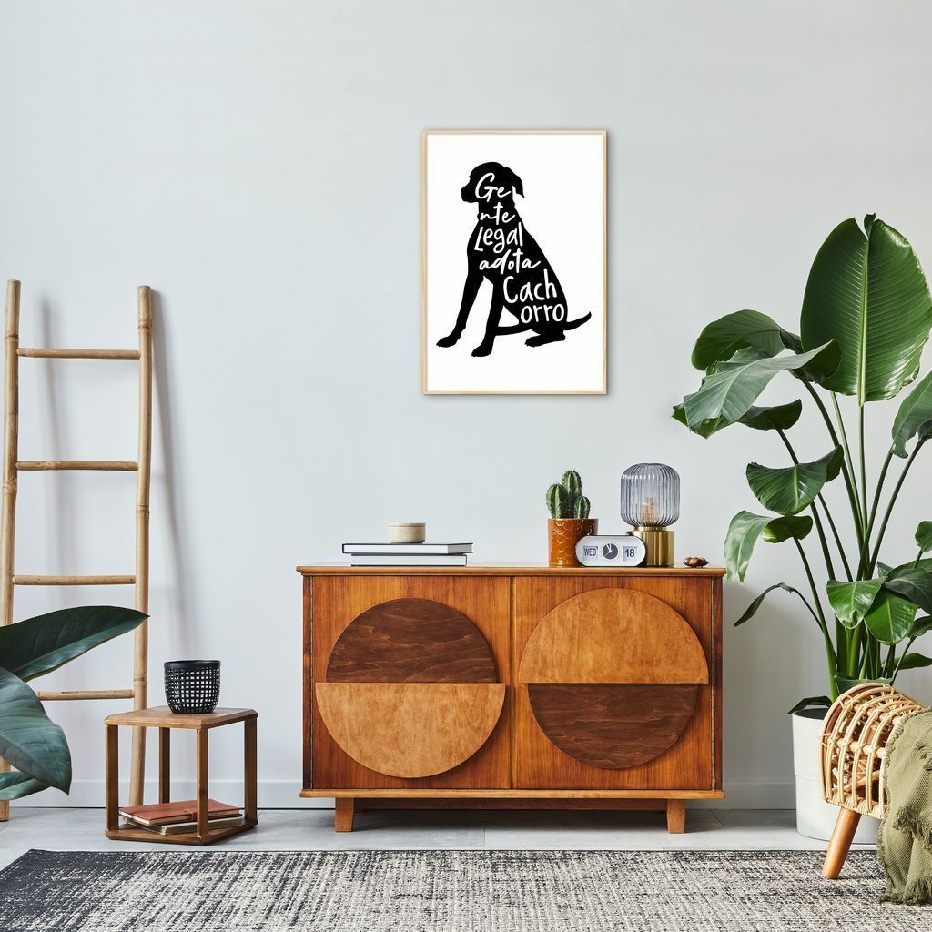Quadro Frase Gente legal adota Cachorro 100x70 Filete Marfim