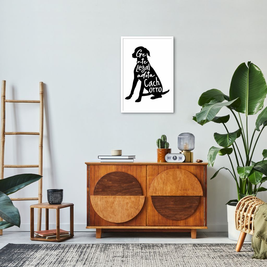 Quadro Frase Gente legal adota Cachorro 43x30 Caixa Branco