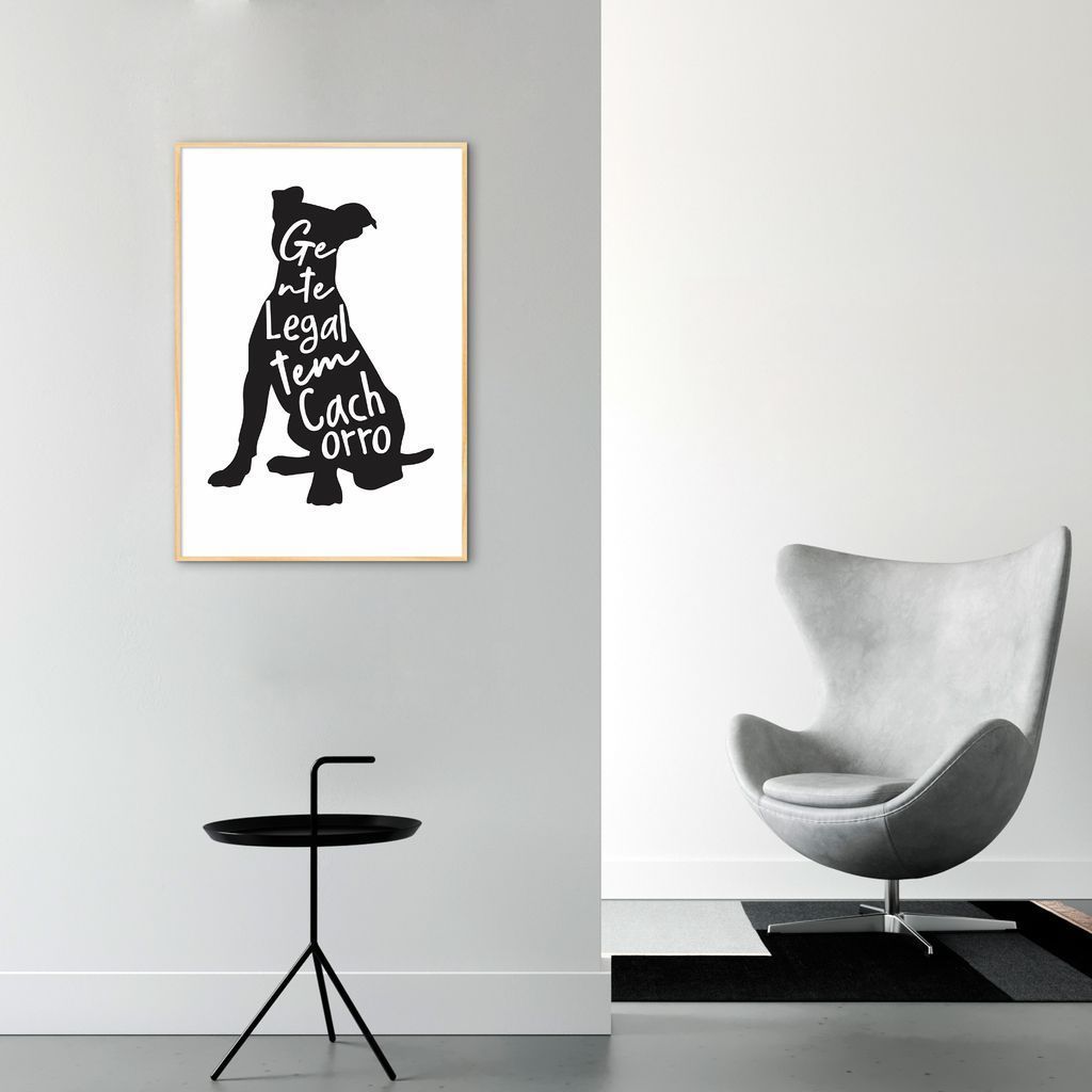 Quadro Frase Gente legal tem Cachorro 100x70 Filete Marfim