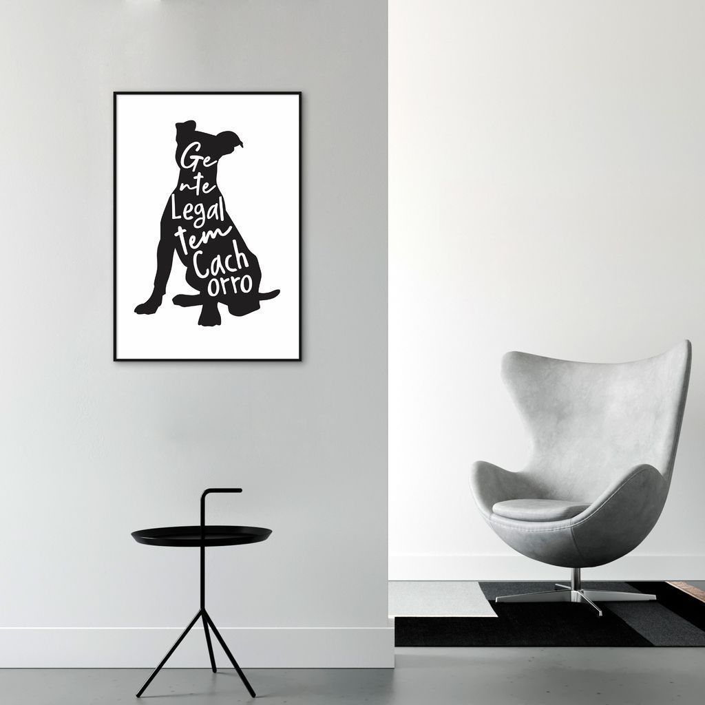 Quadro Frase Gente legal tem Cachorro 100x70 Filete Preto