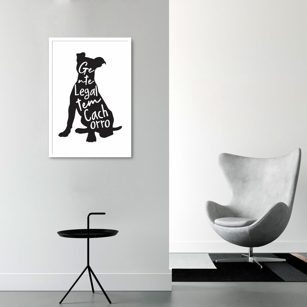 Quadro Frase Gente legal tem Cachorro 43x30 Caixa Branco