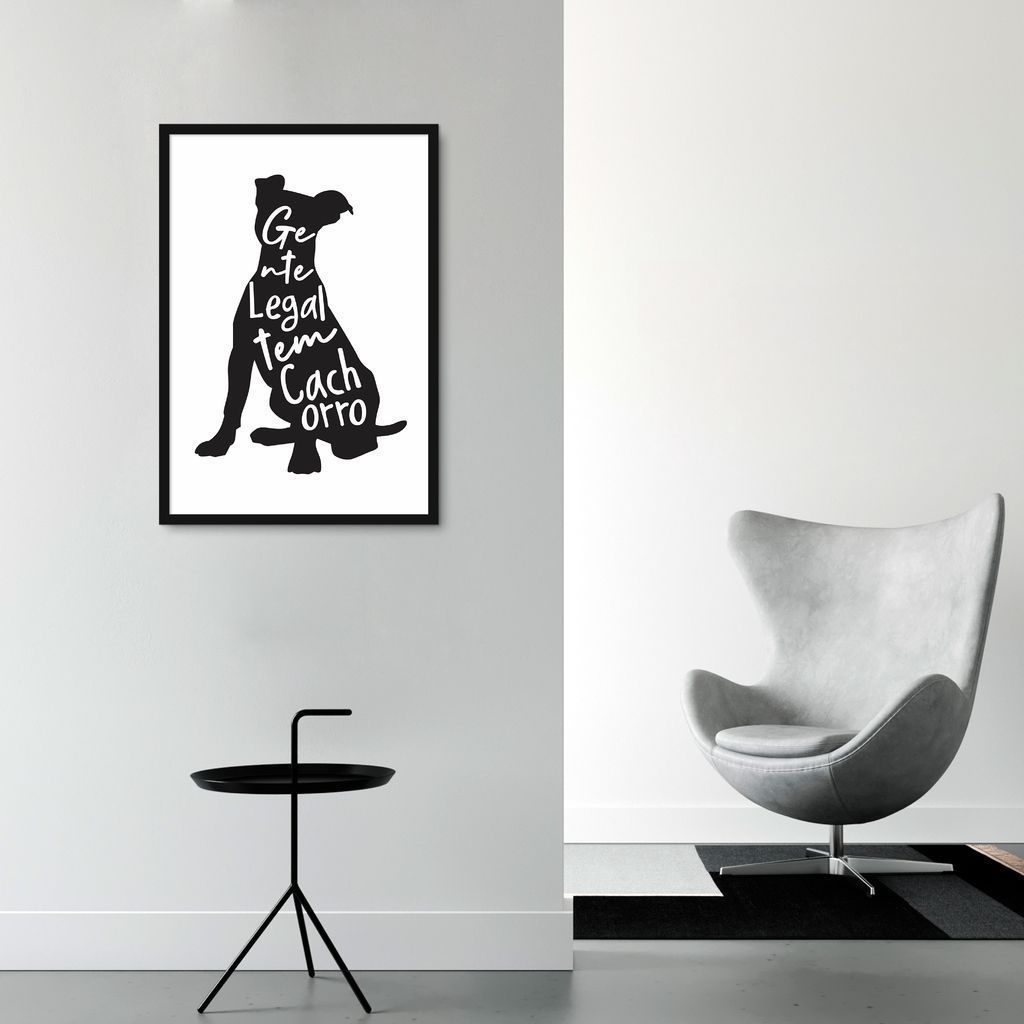 Quadro Frase Gente legal tem Cachorro 43x30 Caixa Preto