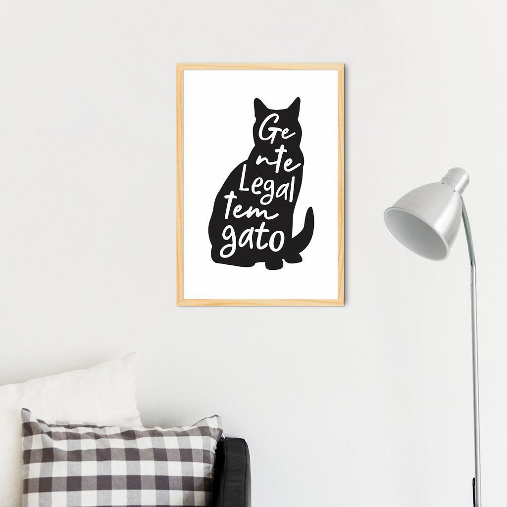 Quadro Frase Gente legal tem Gato 100x70 Caixa Marfim