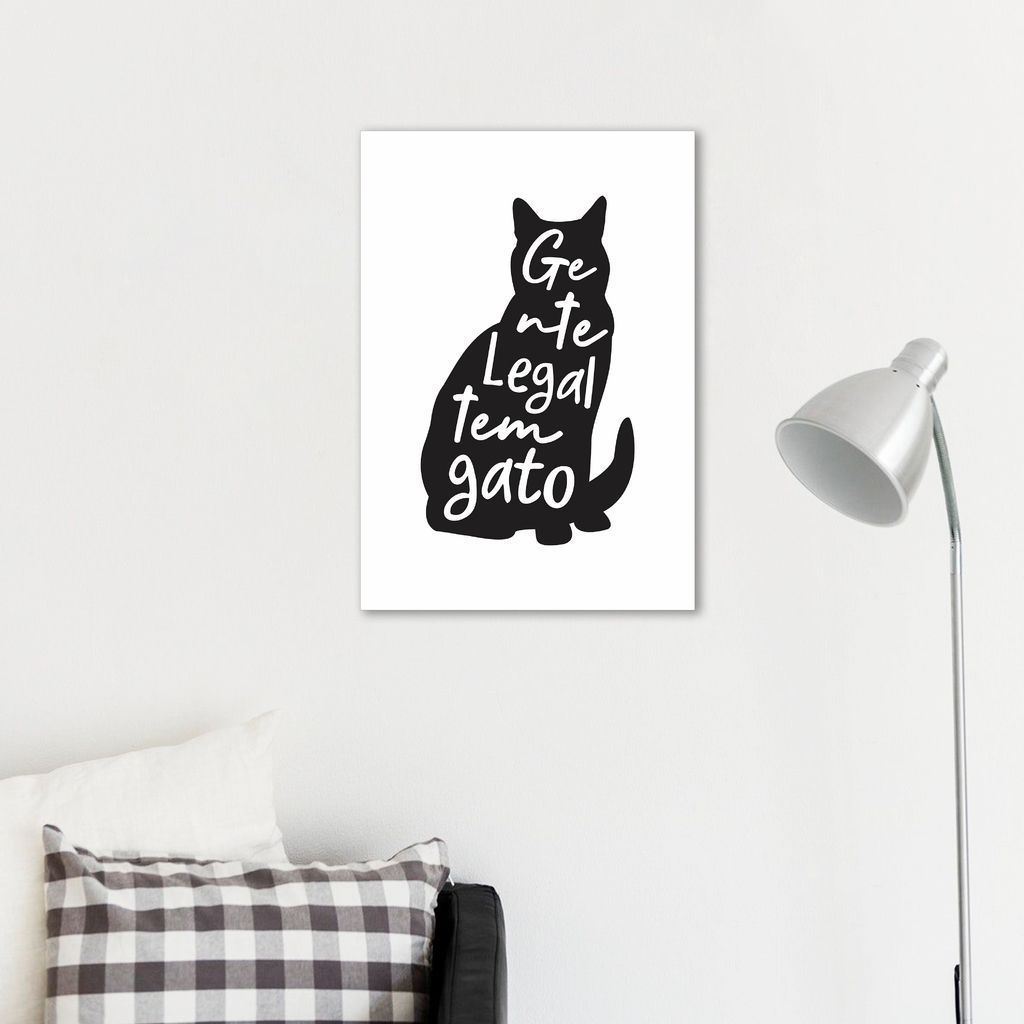 Quadro Frase Gente legal tem Gato 60x43 Sem Moldura