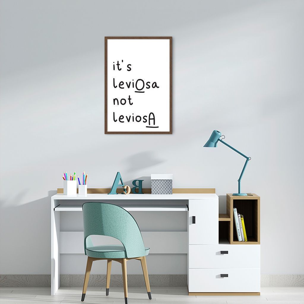 Quadro Frase Hermione It's LeviOsa 43x30 Caixa Marrom