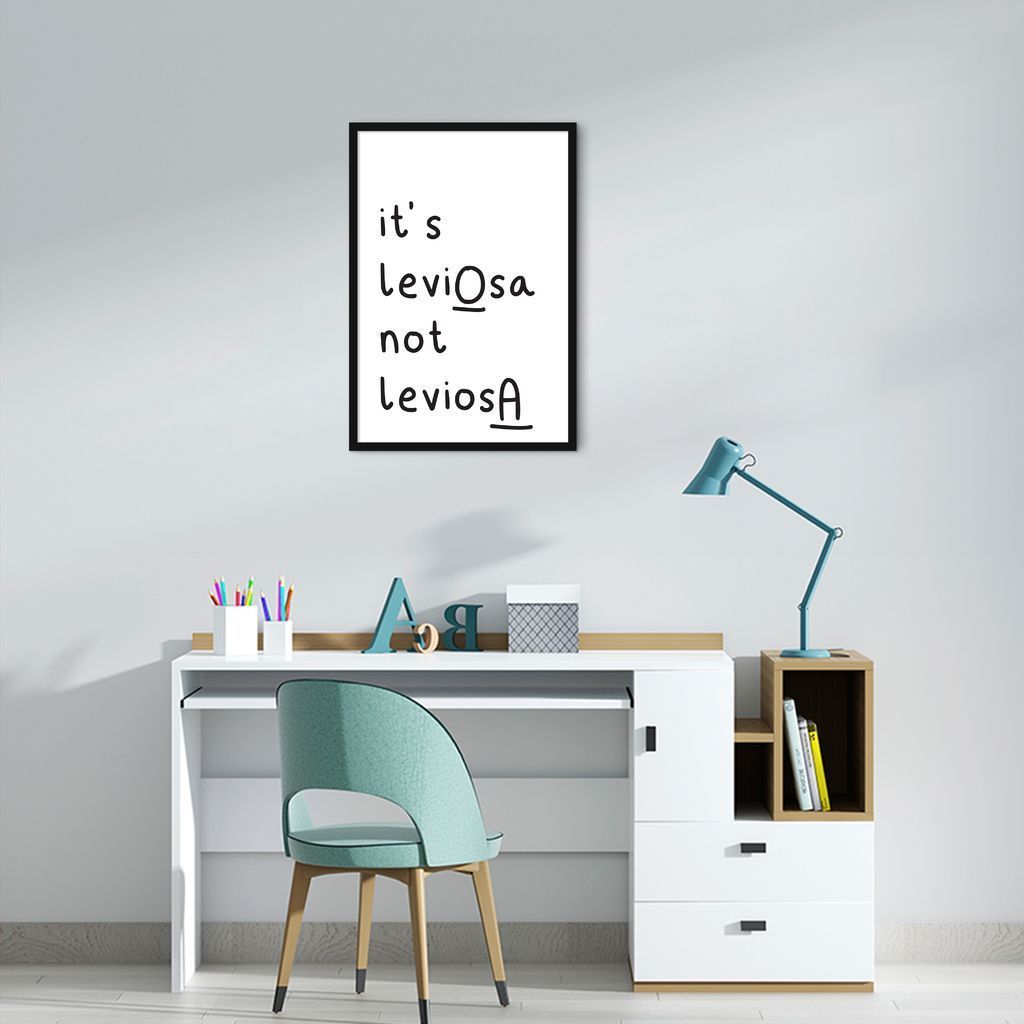 Quadro Frase Hermione It's LeviOsa 86x60 Caixa Preto