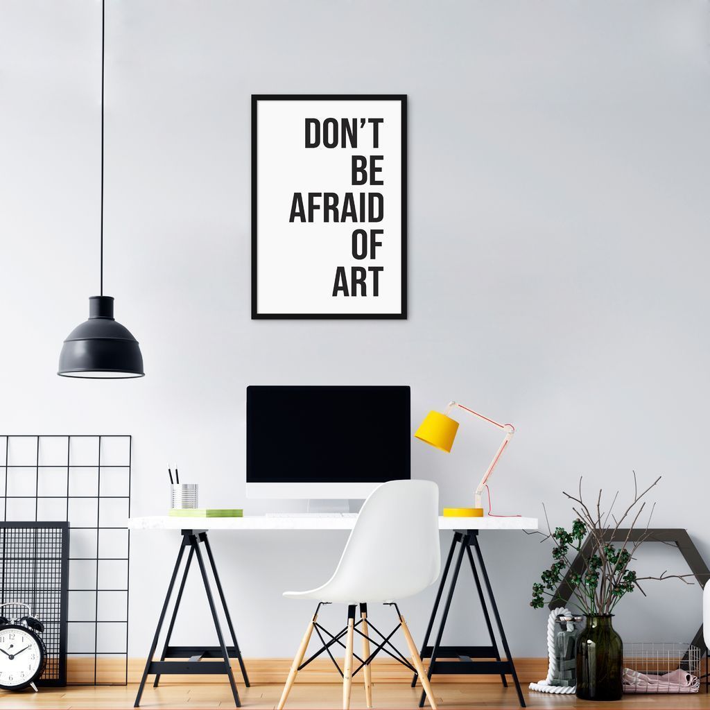 Quadro Frase Não tenha medo da Arte 43x30 Caixa Preto