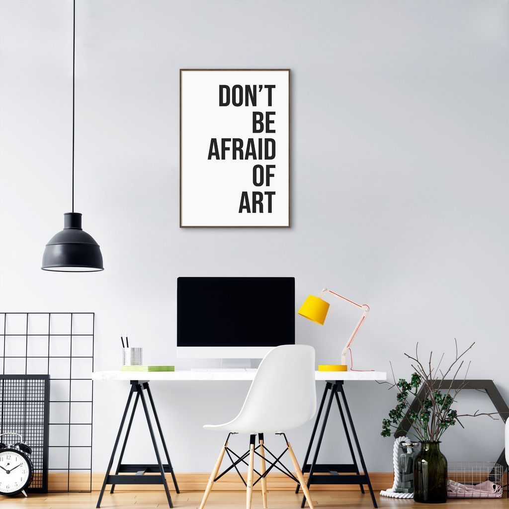Quadro Frase Não tenha medo da Arte 43x30 Filete Marrom
