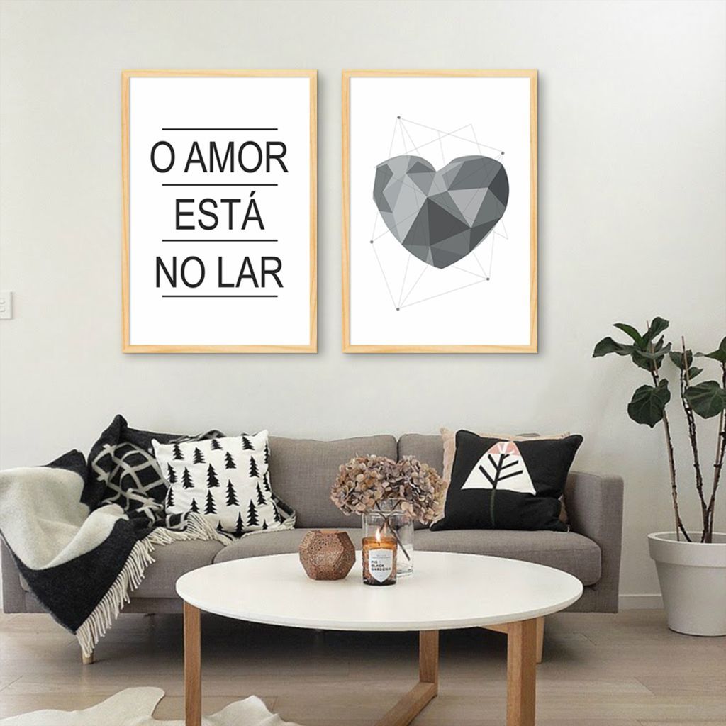 Quadro Frase O Amor esta no Lar 142x100 2-100x70 Caixa Marfim