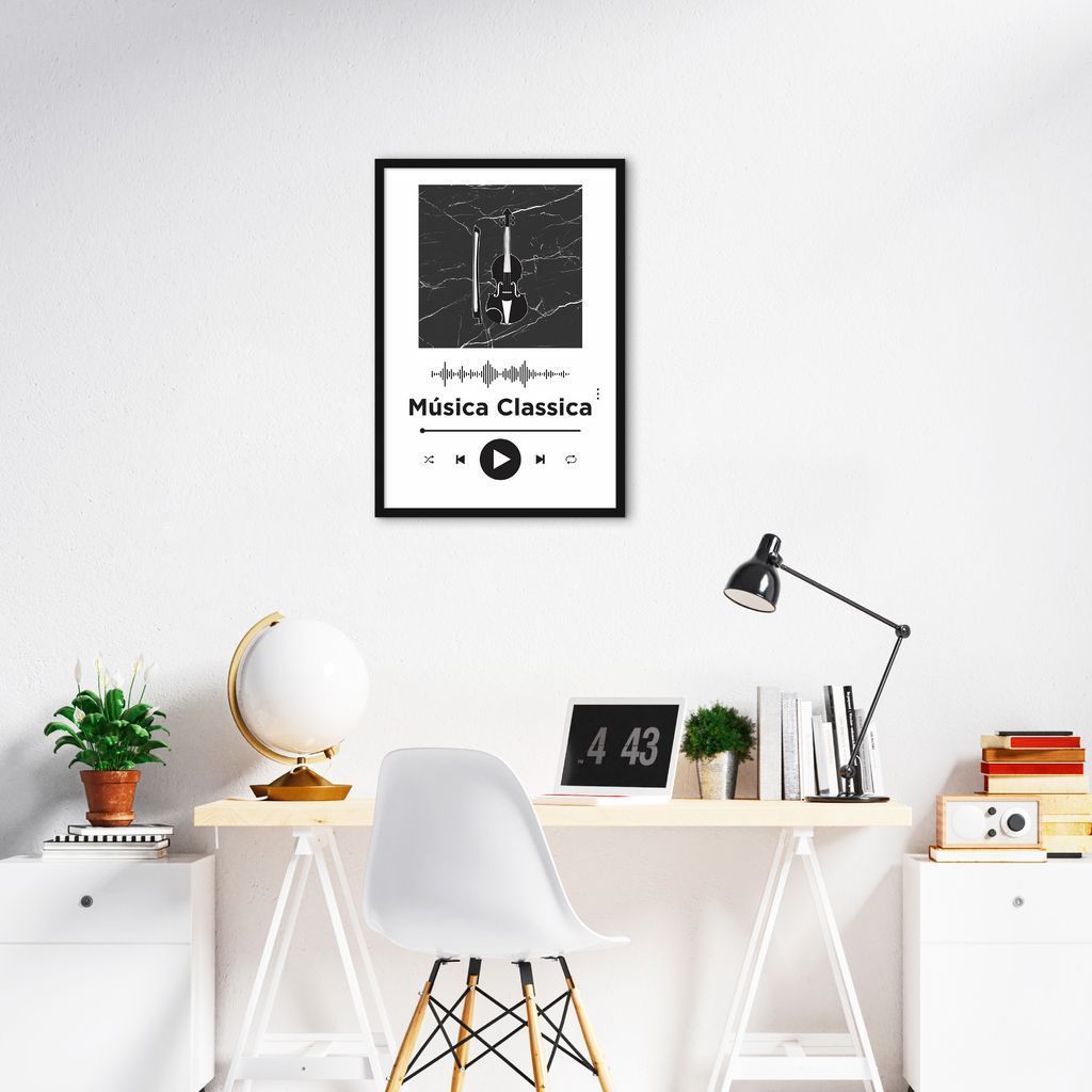 Quadro Gênero Musical Clássica 100x70 Caixa Preto Branco
