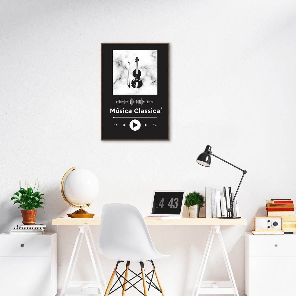 Quadro Gênero Musical Clássica 100x70 Filete Branco Preto