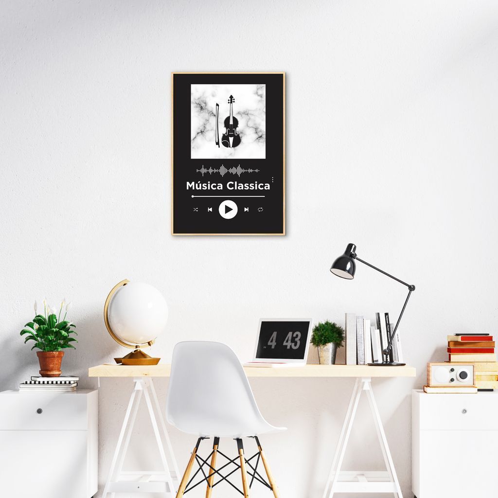 Quadro Gênero Musical Clássica 100x70 Filete Marfim Preto