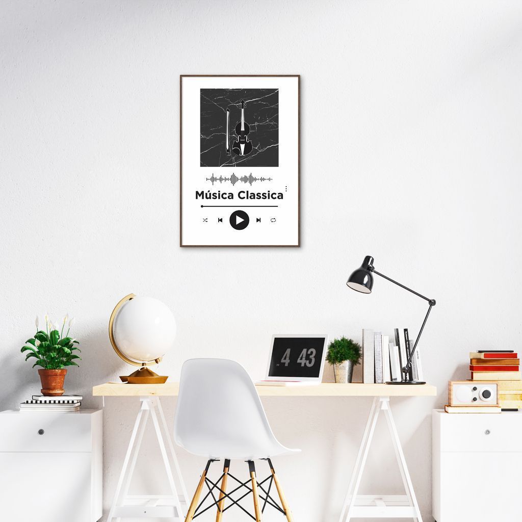 Quadro Gênero Musical Clássica 100x70 Filete Marrom Branco