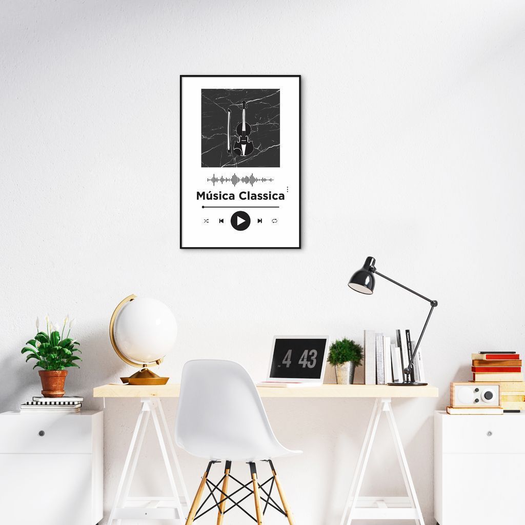 Quadro Gênero Musical Clássica 100x70 Filete Preto Branco
