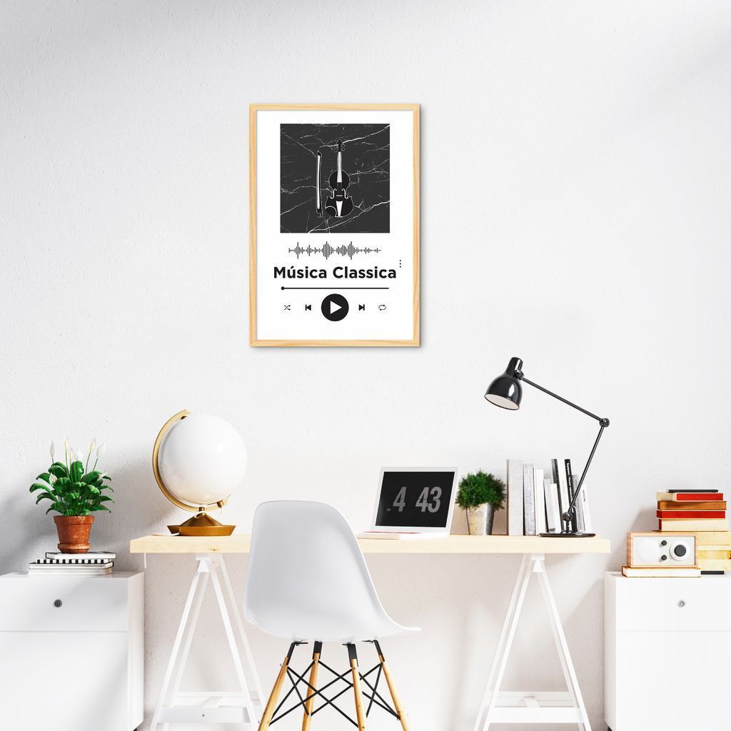Quadro Gênero Musical Clássica 43x30 Caixa Marfim Branco