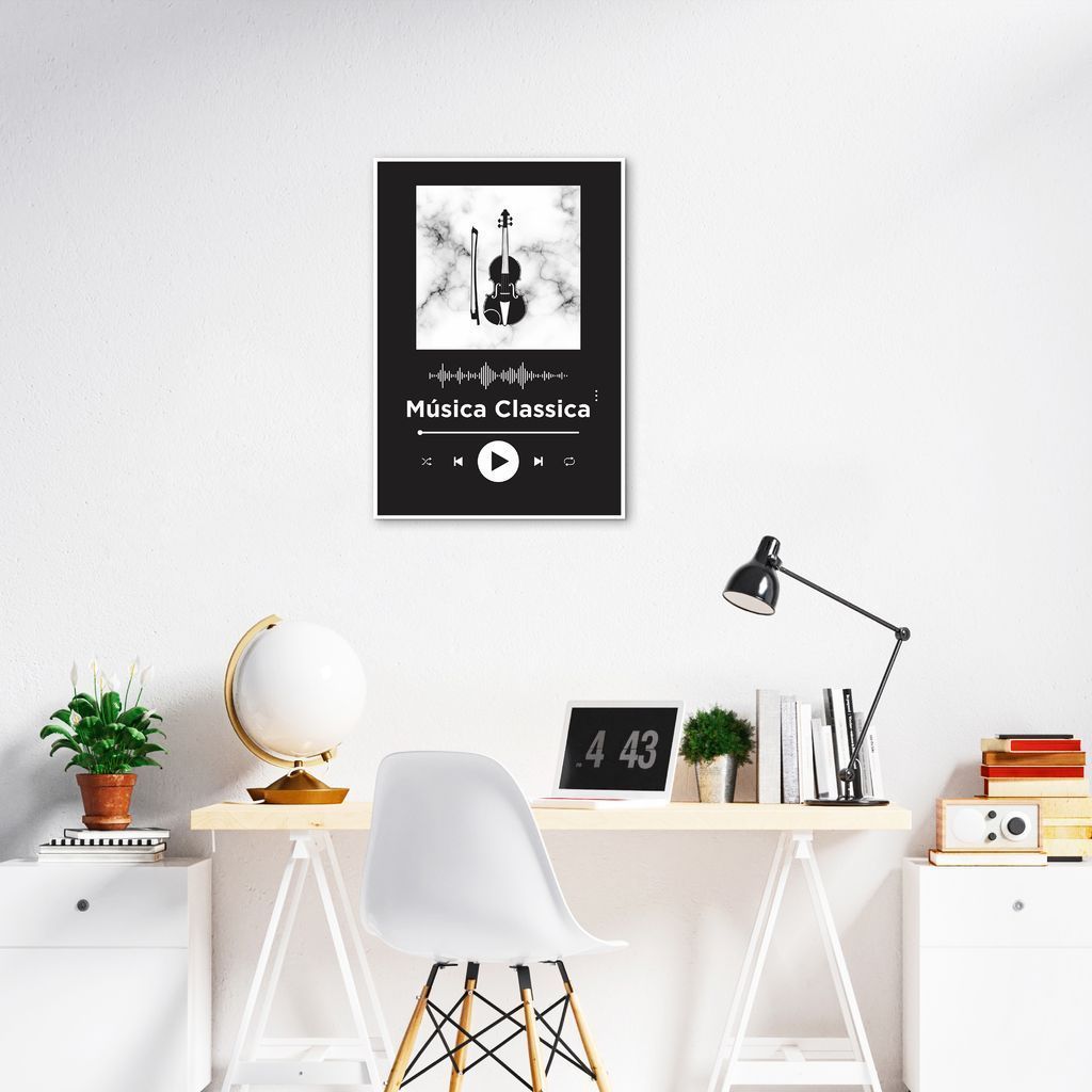 Quadro Gênero Musical Clássica 43x30 Filete Branco Preto