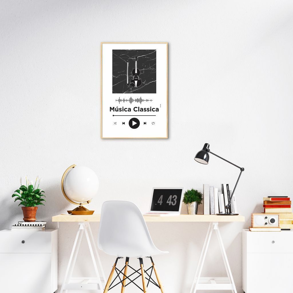 Quadro Gênero Musical Clássica 43x30 Filete Marfim Branco