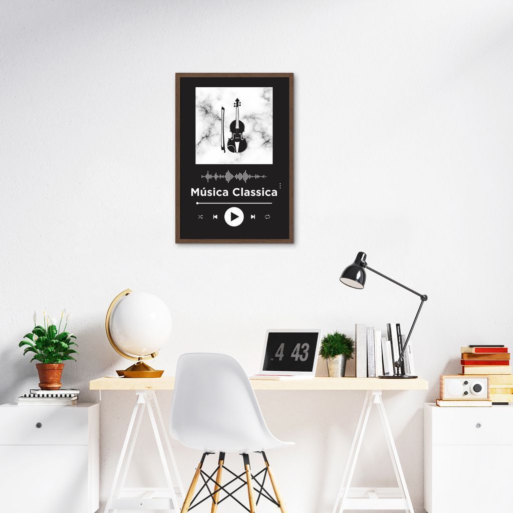 Quadro Gênero Musical Clássica 43x30 Filete Marrom Preto
