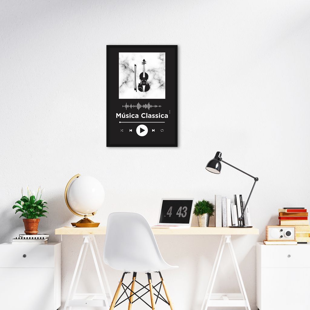 Quadro Gênero Musical Clássica 43x30 Filete Preto Preto