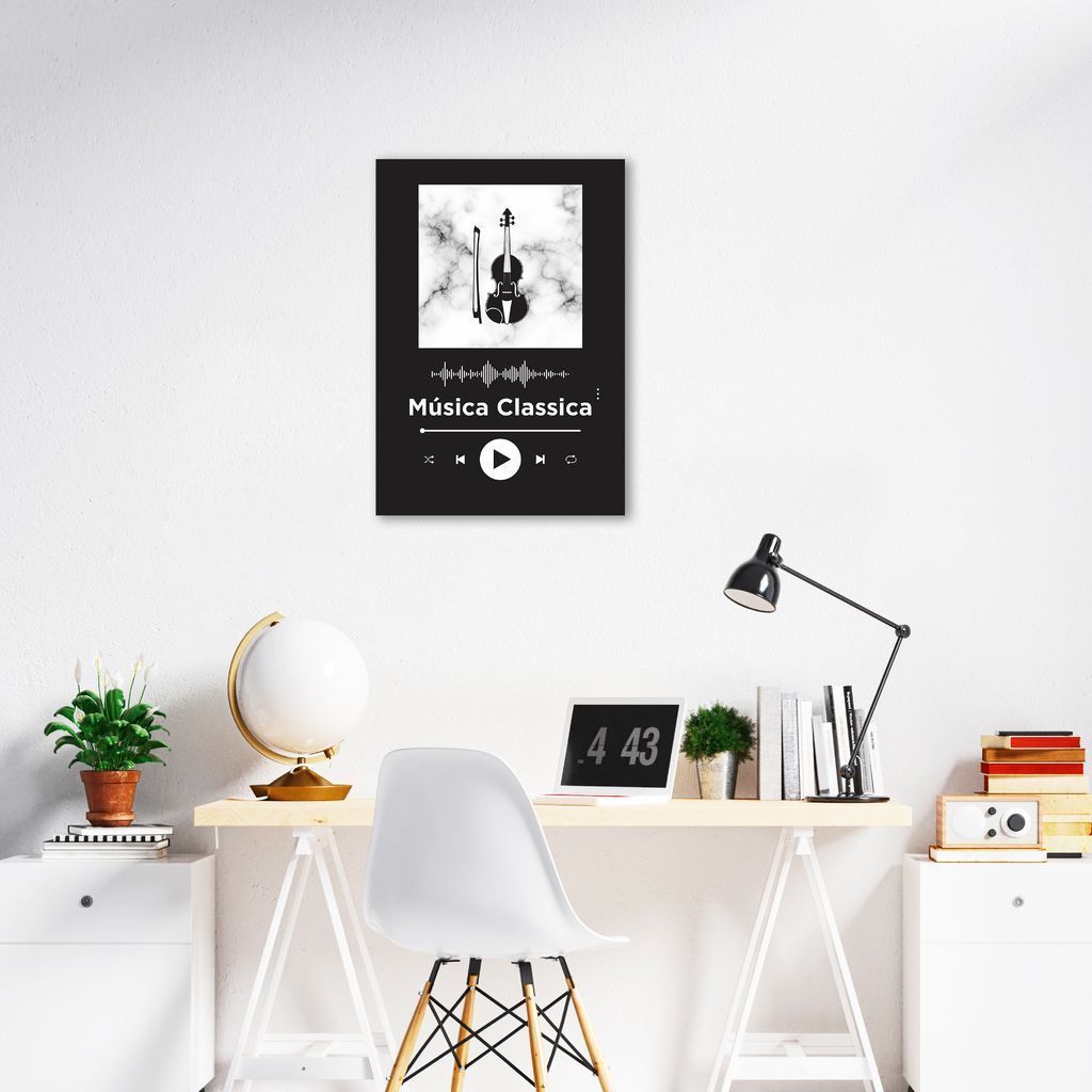 Quadro Gênero Musical Clássica 43x30 Sem Moldura Preto
