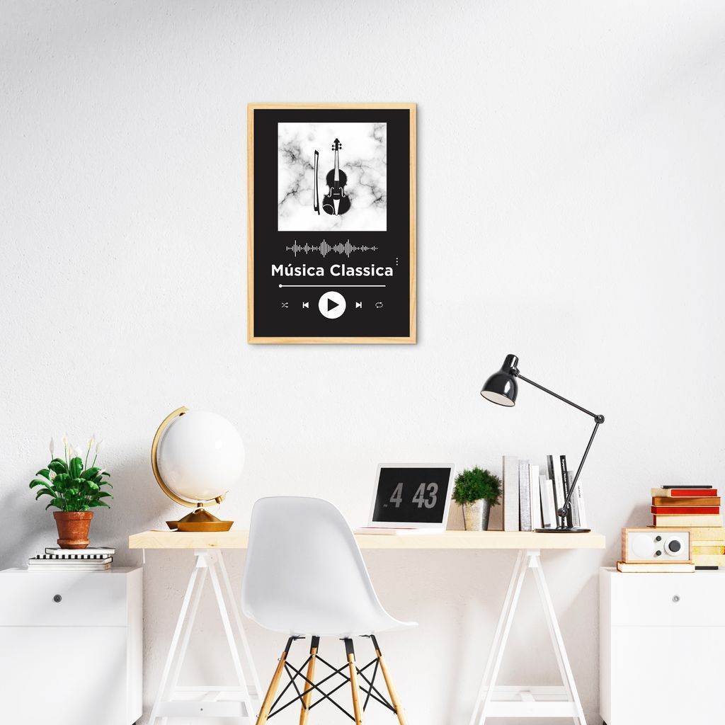 Quadro Gênero Musical Clássica 86x60 Caixa Marfim Preto