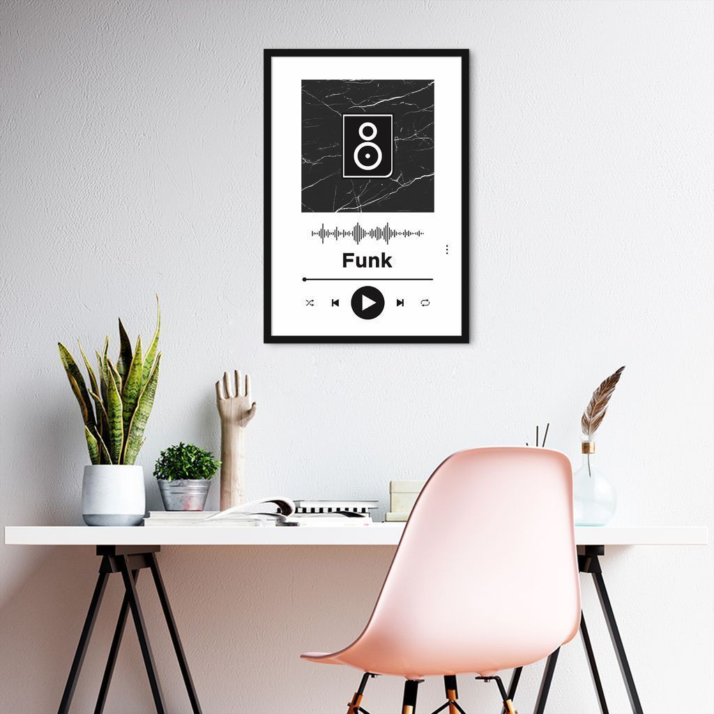 Quadro Gênero Musical Funk 43x30 Caixa Preto Branco