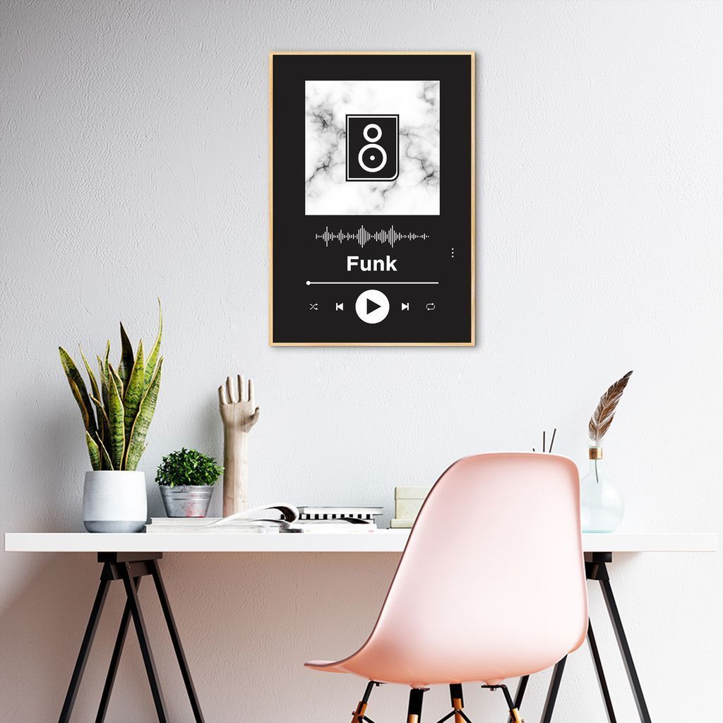 Quadro Gênero Musical Funk 43x30 Filete Marfim Preto
