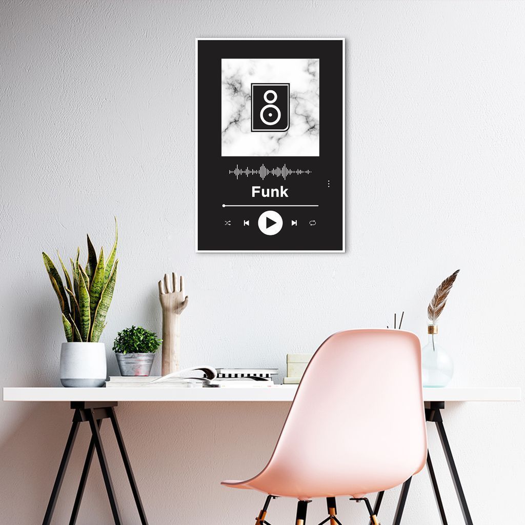 Quadro Gênero Musical Funk 86x60 Filete Branco Preto