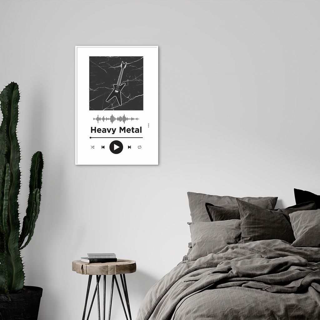 Quadro Gênero Musical Heavy Metal 86x60 Filete Branco Branco