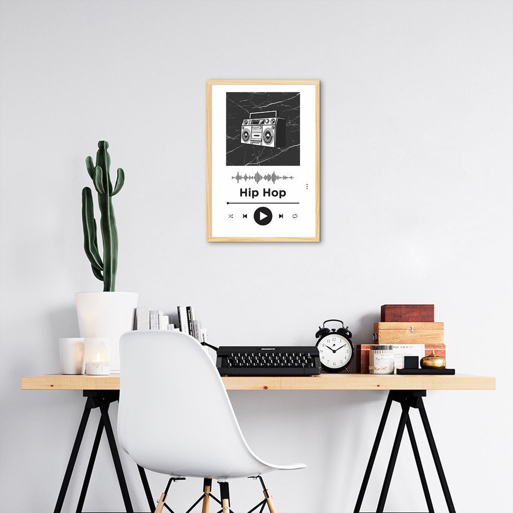 Quadro Gênero Musical Hip Hop 43x30 Caixa Marfim Branco